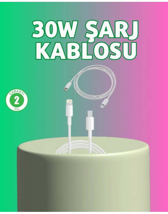 ® Orijinal Kalite 30W Type-C Lightning Hızlı Şarj Kablosu – 1.2m Dayanıklı