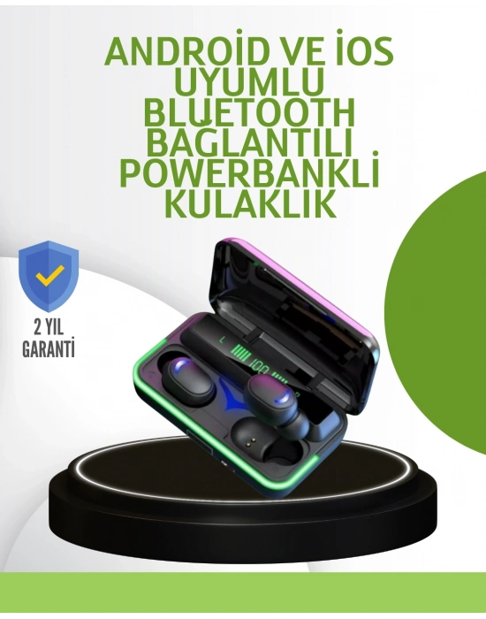 ® Oyun Modlu E10 Bluetooth Kulaklık Powerbank ve LED Ekranlı