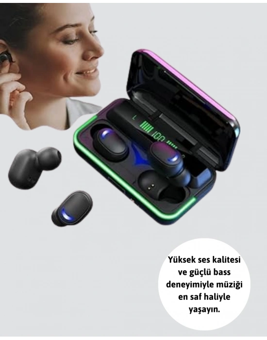® Oyun Modlu E10 Bluetooth Kulaklık Powerbank ve LED Ekranlı