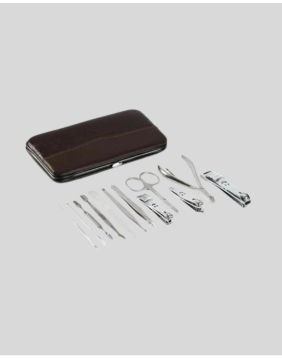 ® Özel Deri Çantalı 12 Parça Manikür Pedikür Bakım Seti Paslanmaz Çelik