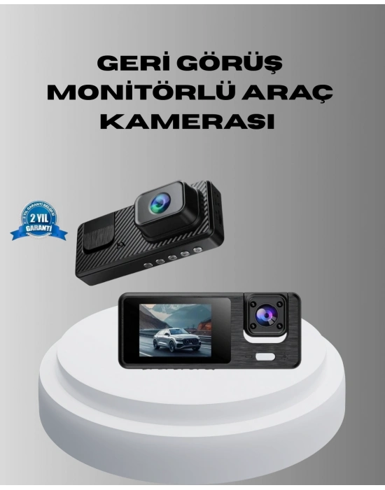® Park Modlu 3 Kameralı Araç Kayıt Cihazı 1080P Ön Kamera 2’’ Ekran