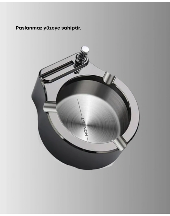 ® Paslanmaz Çakmaklı Küllük Modern Masa Üstü Aksesuar