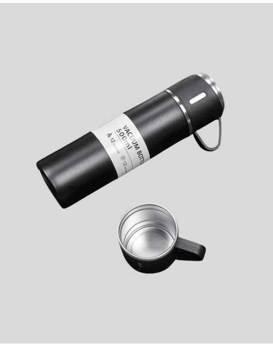 ® Paslanmaz Çelik 500 ml Termos Seti – 8 Saat Isı Koruma, Vakumlu, Sızdırmaz ve Taşınabilir