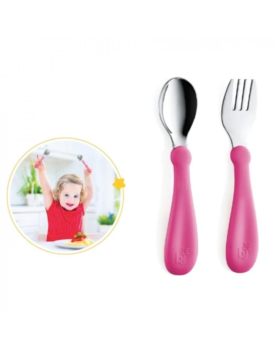 ®  Paslanmaz Çelik Çatal Kaşık Seti 522 Pembe