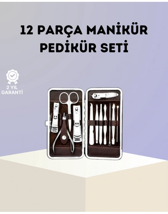® Paslanmaz Çelik Çok Fonksiyonlu 12 Manikür Seti