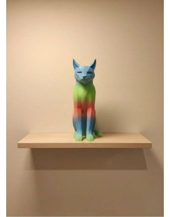 ® Pastel Rainbow Kedi Figürü Masa ve Raf Üstü Ev Dekorasyonu