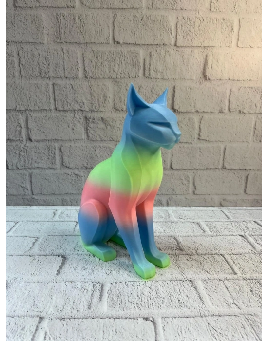 ® Pastel Rainbow Kedi Figürü Masa ve Raf Üstü Ev Dekorasyonu