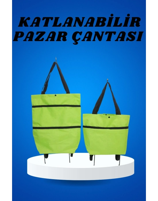 ® Pazar Arabası ve Alışveriş Çantası Çift Yönlü Kolay Tekerlekli Taşınabilir