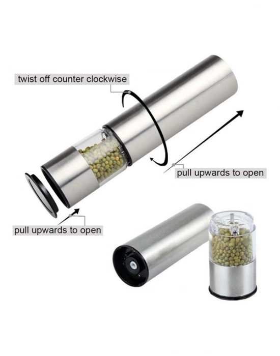 ® Pil İle Çalışan Elektrikli Baharat Öğütme Cihazı Ergonomik Şeffaf Gövde