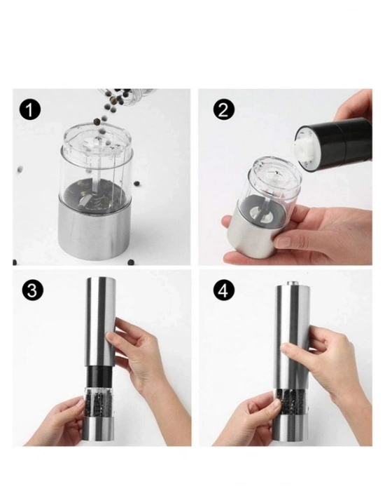 ® Pil İle Çalışan Elektrikli Baharat Öğütme Cihazı Ergonomik Şeffaf Gövde