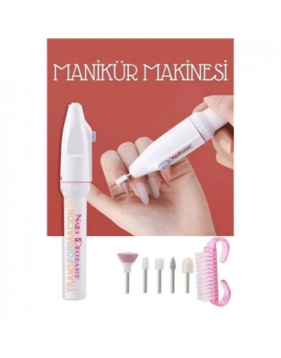 ® Profesyonel 5 Başlıklı Pilli Manikür Pedikür Seti - Güçlü Motorlu Tırnak Törpü ve Parlatıcı Bakım Kiti