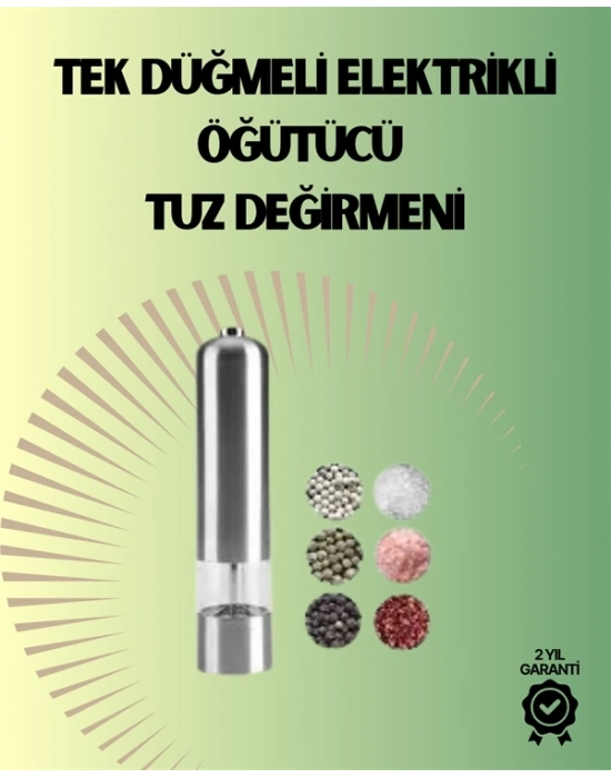 ® Pilli Otomatik Baharat Değirmeni Gıda Sınıfı Çelik Sessiz Öğütücü Alet