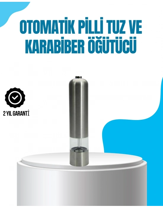 ® Pilli Otomatik Baharat Değirmeni Tek Tuşla Kolay Kullanım