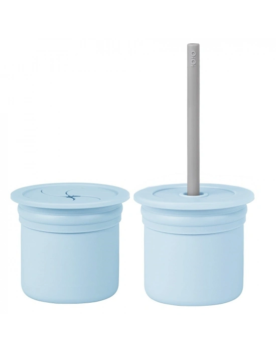 ®   Pipetli Silikon Bardak Seti Mineral Blue / Powder Grey