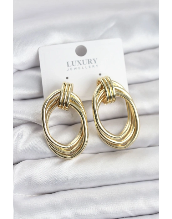 ® Pirinç Gold Renk Damla Model Vintage Kadın Küpe