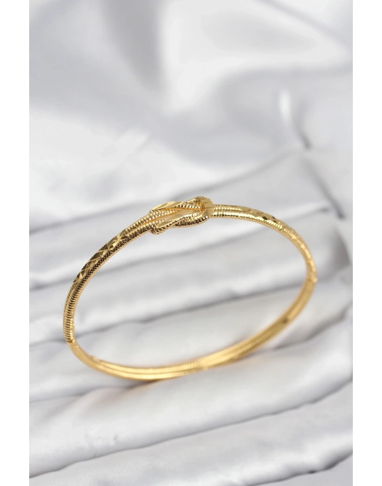 ® Pirinç Gold Renk Düğüm Model Kadın Kelepçe Bileklik