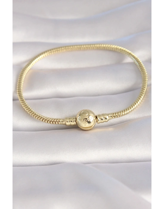 ® Pirinç Gold Renk İşleme Detay Charm Model Kadın Bileklik