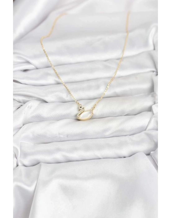 ® Pirinç Gold Renk Kuğu Model Kadın Kolye