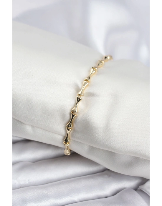 ® Pirinç Gold Renk VIP Seri İnce Kemik Model Zirkon Taşlı Kadın Bileklik
