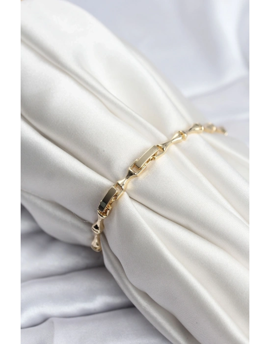 ® Pirinç Gold Renk VIP Seri İnce Kemik Model Zirkon Taşlı Kadın Bileklik