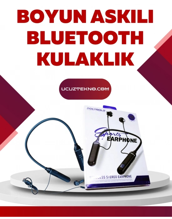 ® Polygold PG-100 Bluetooth Kulaklık – Ergonomik Boyun Bantlı Tasarım, Net Ses ve Konfor