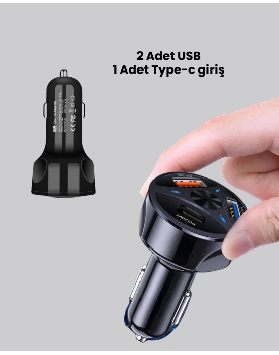 ® Polygold Quick Charger 55W Araç Şarj Cihazı PD USB C Destekli