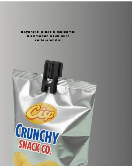 ® Poşet Kapatma Mandalı Hava Geçirmez Siyah 10 Adet Set