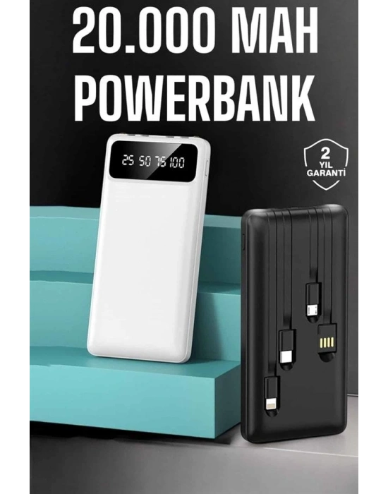 ® Powerbank 20.000 Mah Dijital Göstergeli LCD Ekran Uzun Pil Ömrü