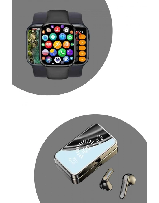® Powerbank Bluetooth Kulaklık Ve Yeni Model Akıllı Saat Seti ANC Özelliği Dokunamatik