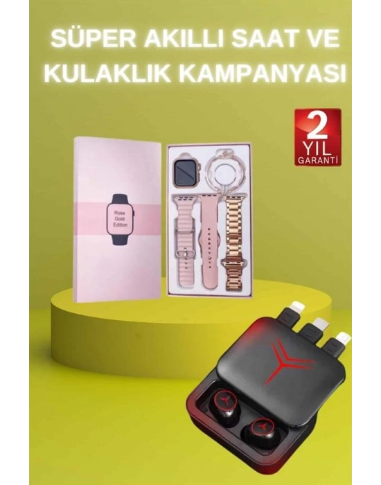 ® Powerbank Özellikli Bluetooth Kulaklık ve Nabız Ölçer Akıllı Saat Bileklik Hediyeli