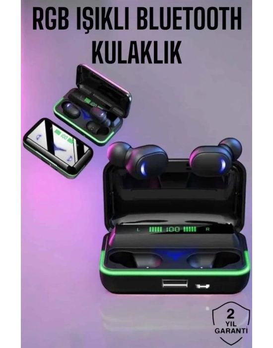 ® Powerbank Özellikli Kablosuz Bluetooth Kulaklık RGB Işıklı
