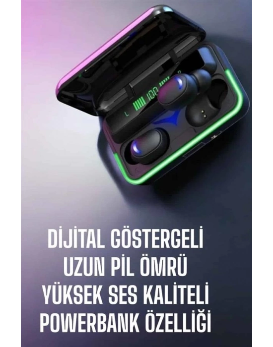 ® Powerbank Özellikli Kablosuz Bluetooth Kulaklık RGB Işıklı