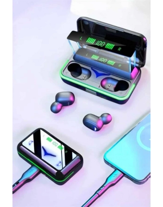 ® Powerbank Özellikli Kablosuz Bluetooth Kulaklık RGB Işıklı