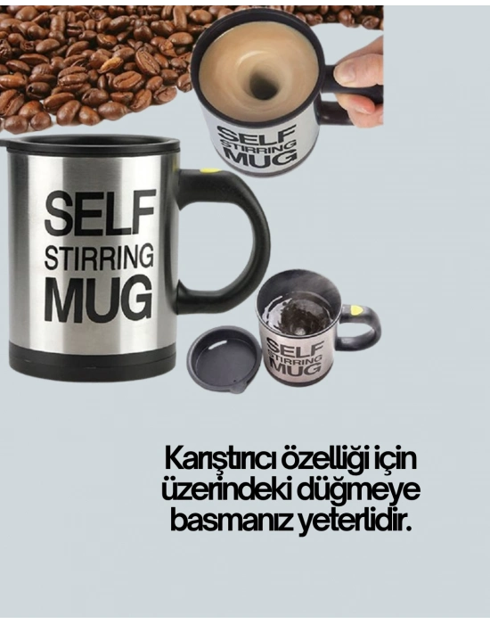 ® Pratik ve Dayanıklı Termos Kupa | Tek Tuşla Otomatik Karıştırma