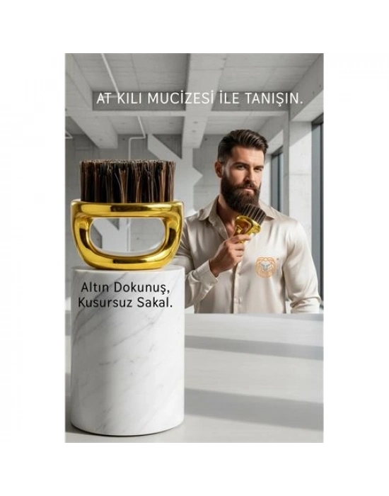 ® Premium Gold Serisi At Kılı Sakal Tarama Fırçası - Profesyonel Bakım ve Şekillendirici