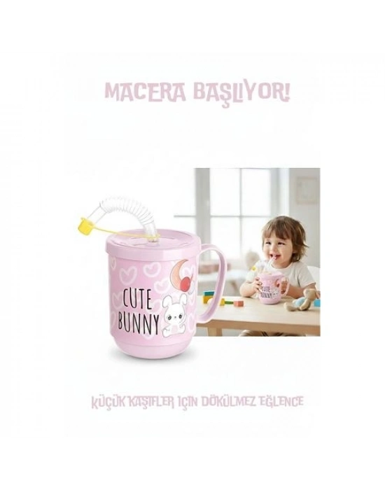 ® Premium Pipetli Çocuk Bardağı 350 ml -Alıştırma Bardağı ve Suluk