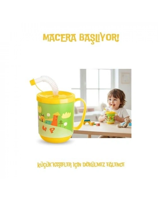® Premium Pipetli Çocuk Bardağı 350 ml -Alıştırma Bardağı ve Suluk