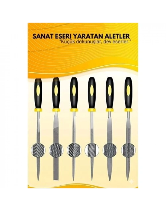 ® Profesyonel 6lı Ahşap Eğe ve Törpü Seti - Hassas Oyma ve Şekillendirme Hobi Takımı (17cm)