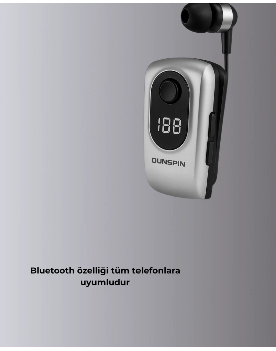 ® Profesyonel Bluetooth Kulaklık – Klipsli, Titreşimli, Dijital Göstergeli