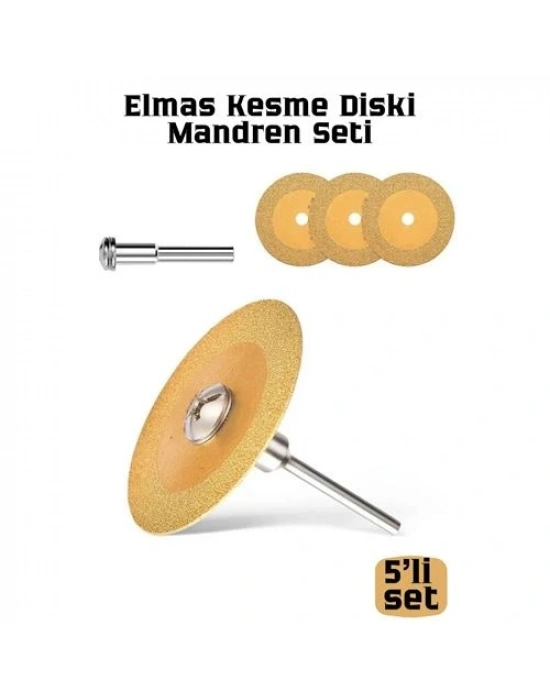 ® Profesyonel Elmas Kesme Diski ve Mandren Seti 4lü Testere Bıçağı Hobi Dremel Uyumlu