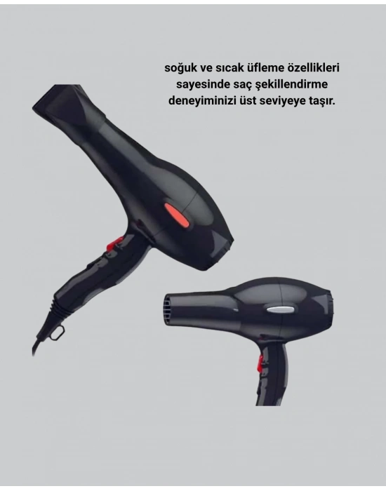 ® Profesyonel Saç Kurutma Makinesi – AC Motor, Soğuk Üfleme, 2 Hız Kademesi