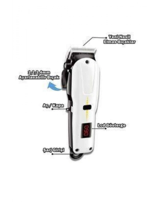 ® Profesyonel Şarjlı Tıraş Makinesi Turbo Kablosuz Saç Kesme Makinesi