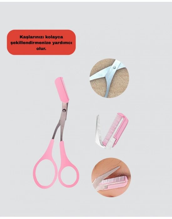 ® Profesyonel Taraklı Kaş Makası – Evde ve Salon Kullanımına Uygun