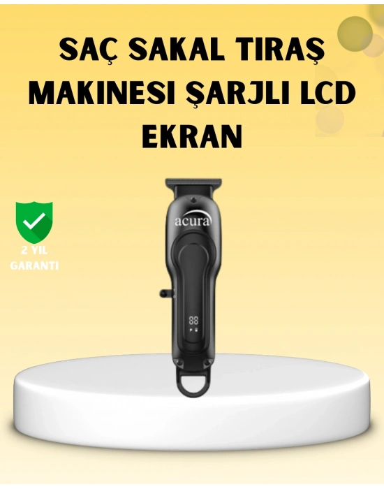 ® Profesyonel Tıraş Makinesi LCD Ekranlı Turbo Mod ve Güçlü Motor