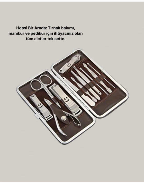 ® Profesyonel Tırnak Bakım Seti Çelik Aletli Şık Deri Çantalı