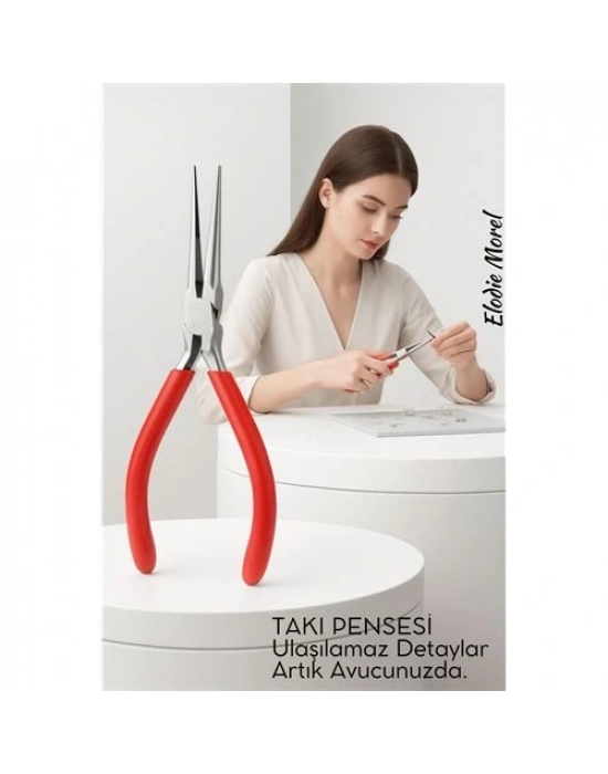 ® Profesyonel Uzun İnce Sivri Uçlu Kargaburun Takı Pensesi 12 cm - Hassas Mücevherat Onarımı