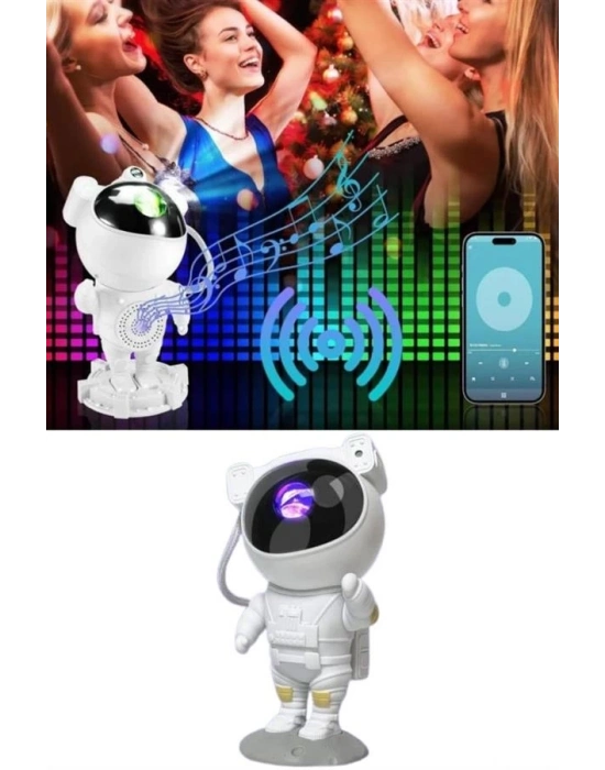 ® Projeksiyon Astronot Lamba Speaker Sevimli Astronot Bluetooth Hoparlör