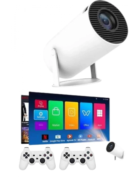 ® Projeksiyon Cihazı Video Oyun Konsolu Projektör Taşınabilir Ayaklı Çift Kollu 4K Çözünürlüklü