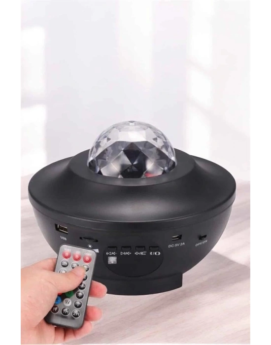 ® Projektör Yıldız Gece Lambası Disko Topu Bluetooth Bağlantılı Taşınabilir Şarjlı