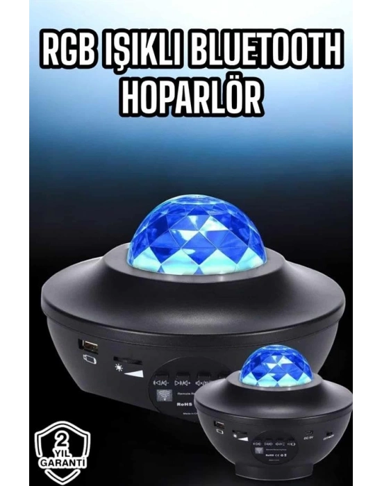 ® Projektör Yıldız Gece Lambası Disko Topu Bluetooth Bağlantılı Taşınabilir Şarjlı